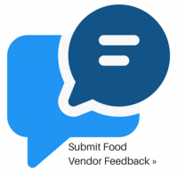 Submit Food Vendor Feedback with two blue talk bubbles to indicate chatting