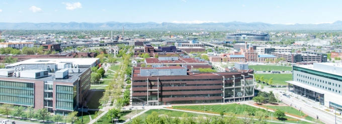 Vista photo of campus looking towards Pepsi Center